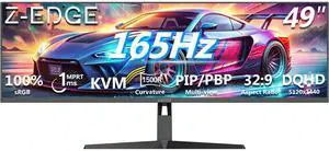 Z-EDGE 49" 32:9 DQHD 5120x1440 1500R Curved Gaming Monitor, 165Hz 1ms, 350cd/m², Built-in Speakers, Height / Tilt / Rotate Adjustable Z-EDGE 49" 32:9 DQHD 5120x1440 1500R Curved Gaming Monitor, 165Hz 1ms, 350cd/m², Built-in Speakers, Height / Tilt / Rotate Adjustable