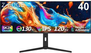 Z-EDGE UG40 40" 5K 5120x2160 Ultra Wide 120Hz 1ms IPS Curved Gaming Monitor, Adjustable Base, HDMI x2, DP x2, Built in Speakers Z-EDGE UG40 40" 5K 5120x2160 Ultra Wide 120Hz 1ms IPS Curved Gaming Monitor, Adjustable Base, HDMI x2, DP x2, Built in Speakers