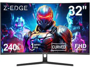 Z-EDGE 32 inch 1080P Full HD 1920 x 1080 240 Hz 1 ms Curved Gaming Monitor, FreeSync Compatible, HDMI + DP, Support Wall Mount 75x75mm Z-EDGE 32 inch 1080P Full HD 1920 x 1080 240 Hz 1 ms Curved Gaming Monitor, FreeSync Compatible, HDMI + DP, Support Wall Mount 75x75mm