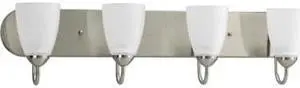 Gather Bath Vanity, 4-Light, Brushed Nickel, Etched Glass, 30"W (P2709-09 1KLV3)