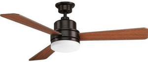 Trevina Ceiling Fan, 3-Blade, 1-Light, LED, Antique Bronze, Medium Cherry/Classic Walnut Blades, 52"W (P2556-2030K AJHL5)