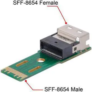 Jimier Cable PCI-E Slimline SAS 4.0 SFF-8654 4i 38pin to SFF-8654 38pin Male to Female Extender Adapter Test Tools