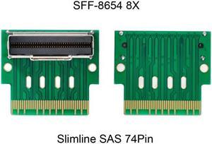 Chenyang Cable PCI-E Slimline SAS 4.0 SFF-8654 8i 74pin to SFF-8654 74pin Male to Female Extender Adapter Angled Test Tools