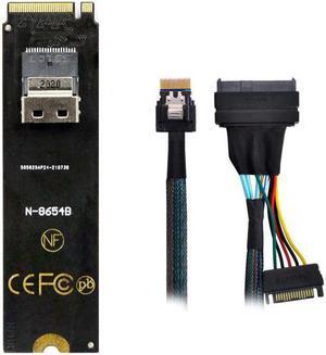 Cablecc NGFF M-Key NVME to SFF-8654 Slimline SAS Card Adapter and U.2 U2 SFF-8639 NVME PCIe SSD Cable for Mainboard SSD