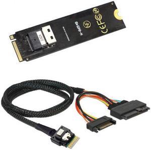 Jimier NGFF M-Key NVME to SFF-8654 Slimline SAS Card Adapter and U.2 U2 SFF-8639 NVME PCIe SSD Cable for Mainboard SSD