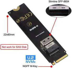 KAIBOXIXI NGFF M-Key NVME to SFF-8654 Slimline SAS Card Adapter and U.2 U2 SFF-8639 NVME PCIe SSD Cable for Mainboard SSD