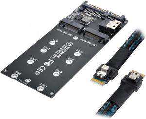Cablecc SFF-8654 Cable & Card U2 Kit NGFF M-Key to Slimline SAS NVME PCIe SSD SATA Adapter for Mainboard