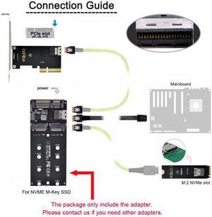 Xiwai Cable SFF-8654 Cable & Card U2 Kit NGFF M-Key to Slimline SAS NVME PCIe SSD SATA Adapter for Mainboard