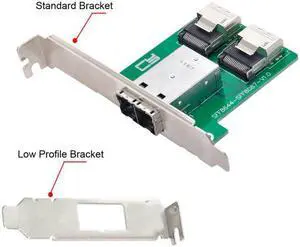 Xiwai Cable Dual Ports Mini SAS HD SFF-8644 To Internal Mini SAS SFF-8087 PCBA Female Adapter With Low Profile Bracket