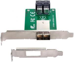 Cablecc Dual Ports Mini SAS HD SFF-8644 To Internal SAS HD SFF-8643 PCBA Female Adapter With Low Profile Bracket