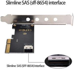 Cablecc PCI-E 4X to U.2 U2 Kit SFF-8639 to SFF-8654 Slimline SAS NVME PCIe SSD Adapter for Mainboard