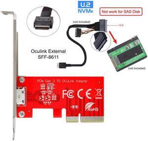Xiwai Cable PCI-E 3.0 Express 4.0 x4 to Oculink External SFF-8612 SFF-8611 Host Adapter for PCIe SSD with Bracket
