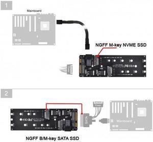 Cablecc SFF-8643 to U2 Kit NGFF M-Key to HD Mini SAS NVME PCIe SSD SATA Adapter for Motherboard