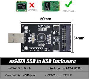 Chenyang Cable Mini PCI-E mSATA to USB 2.0 External SSD PCBA Conveter Adapter Pen Driver Card without Case