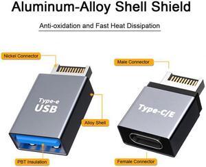 CYSM 2pcs USB 3.1 Front Panel Header Male Type-E to Type-A & Type-C USB-C Motherboard Extension Data Adapter