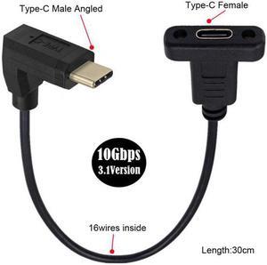 CYSM 90 Degree Up & Down Angled USB-C USB 3.1 Type C Male to Female Extension Data Cable 30cm
