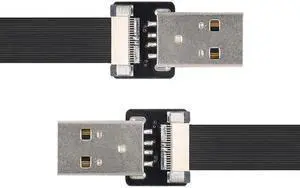 FVH 0.5M USB 2.0 Type-A Male to Type-A Male Data Flat Slim FPC Cable for FPV & Disk & Scanner & Printer