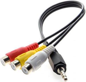 CYSM 3.5mm 1/8" Male Stereo Car AUX to 3 RCA AV Female Cord Audio Video Composite Cable 20cm