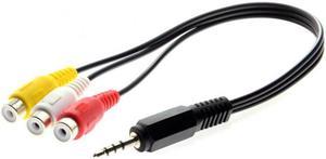 Chenyang Cable 3.5mm 1/8" Male Stereo Car AUX to 3 RCA AV Female Cord Audio Video Composite Cable 20cm