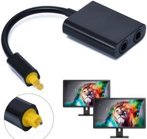Xiwai Cable Dual Port Toslink Digital Optical Audio Splitter Adapter  Fiber Optic Audio Cable 1 In 2 Out Black