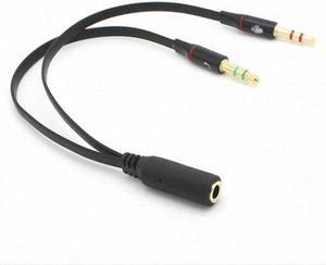 KAIBOXIXI Black Dual 3.5mm Male to Single Female Headphone Microphone Audio Splitter Cable for Cell Phone & Tablet & Laptop
