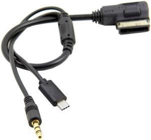 KAIBOXIXI Media In AMI MDI to Stereo 3.5mm Audio & USB-C Aux Adapter Cable For Car VW AUDI 2014 A4 A6 Q5 Q7