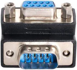 Xiwai Cable Down Right Angled 270 degree  RS232 D-Sub 9Pin Male screw type To Female Nut type extension Adapter