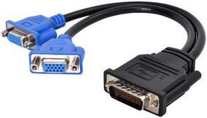 Jimier Cable DMS-59pin Male to Dual 15Pin VGA RGB Female Splitter Extension Cable for PC Graphics Card