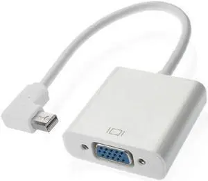KAIBOXIXI Right Angled 90 degree Mini DisplayPort DP Male to VGA RGB monitor Projector Cable Adapter White color