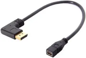 KAIBOXIXI Left Angled DP DisplayPort 90 Degree to Mini DP DisplayPort  Female Cable for Displays Monitors