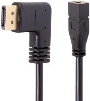 Xiwai Cable Left Angled DP DisplayPort 90 Degree to Mini DP DisplayPort  Female Cable for Displays Monitors