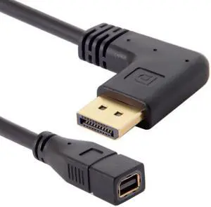 KAIBOXIXI Right Angled DP DisplayPort 90 Degree to Mini DP DisplayPort  Female Cable for Displays Monitors
