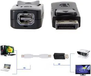 Xiwai Cable Black DP DisplayPort Male to Mini DP DisplayPort  Female Adapter for Displays HDTV Monitor