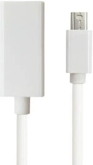 Jimier Cable Mini DisplayPort DP to HDMI Female 1.3 Adapter Support Audio White Color 20cm For Mac