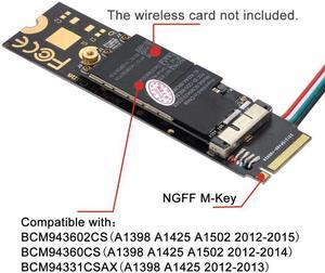 KAIBOXIXI BCM94360CD BCM94360CS BCM943602CS BCM94360CS2 WiFi Card to M.2 NGFF Key-M NVME SSD Adapter