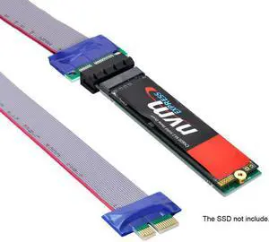Xiwai Cable NGFF M-key NVME AHCI SSD to PCI-E 3.0 1x x1 Vertical Adapter with Cable Male to Female Extension