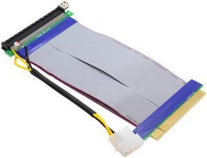 Xiwai Cable PCI-E Express 16X to 16x Riser Extender Card with Molex IDE Power & Ribbon Cable 20cm