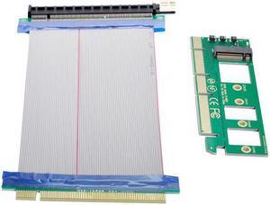 CYSM NGFF M-key NVME AHCI SSD to PCI-E 3.0 16x x16 Vertical Adapter with Cable Male to Female Extension