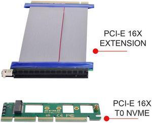 KAIBOXIXI NGFF M-key NVME AHCI SSD to PCI-E 3.0 16x x16 Vertical Adapter with Cable Male to Female Extension
