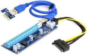 Jimier Cable PCI-E 1x to 16x Mining Machine Enhanced Extender Riser Adapter with USB 3.0 & 6Pin Power Cable