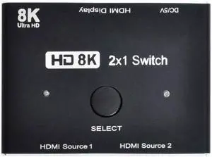 Jimier Cable 8K@60hz HDMI-Compatible 2.1 Switch 2-IN-1-OUT Hub Support HDCP SST Extended 4K@60hz