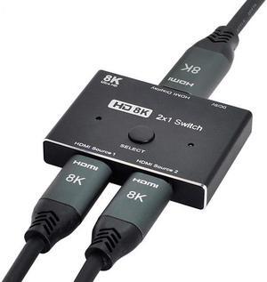 CYSM 8K@60hz HDMI-Compatible 2.1 Switch 2-IN-1-OUT Hub Support HDCP SST Extended 4K@60hz
