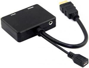 Jimier Cable HDMI to VGA & HDMI Female Splitter with Audio Video Cable Converter Adapter For HDTV PC Monitor