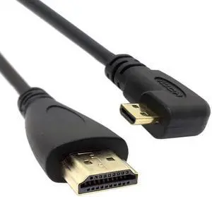 Xiwai Cable Right Angled 90 Degree Micro HDMI to HDMI Male HDTV Cable for Cell Phone & Tablet & Camera