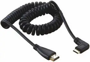 KAIBOXIXI 90 degree left angled Type Mini HDMI Male to HDMI Male stretch spring CABLE 1.2m