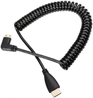 KAIBOXIXI 90 degree right angled Type Mini HDMI Male to HDMI Male stretch spring CABLE 4ft