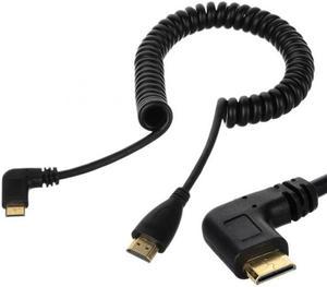 Chenyang Cable 90 degree right angled Type Mini HDMI Male to HDMI Male stretch spring CABLE 4ft