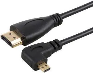 Xiwai Cable Stretch Left Angled 90 Degree Micro HDMI to HDMI Male HDTV Cable for Cell Phone & Tablet & Camera