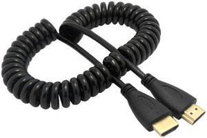 Jimier CY HD-111-BK Black HDMI Male to HDMI Male Stretch Spring Cable for HDTV DVB DVD PC 1080p 4ft