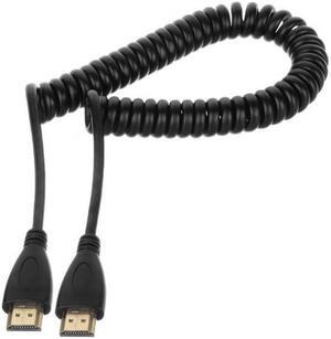 CYSM Black HDMI Male to HDMI Male Stretch Spring Cable for HDTV DVB DVD PC 1080p 4ft